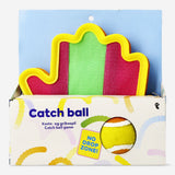 Flying Tiger Copenhagen catch ball game with hand-shaped paddles, fun outdoor game for kids and adults, colorful and engaging.
