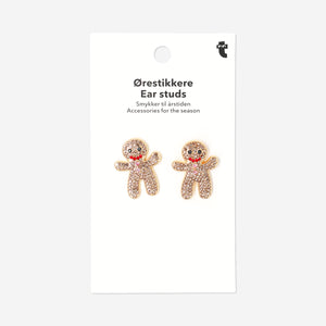 Textile earrings featuring rhinestone gingerbread men designs by Flying Tiger Copenhagen, perfect for festive accessories.