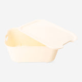 Yellow storage box with lid, 19x26 cm, from Flying Tiger Copenhagen, shown with the lid on, ideal for organizing home items.