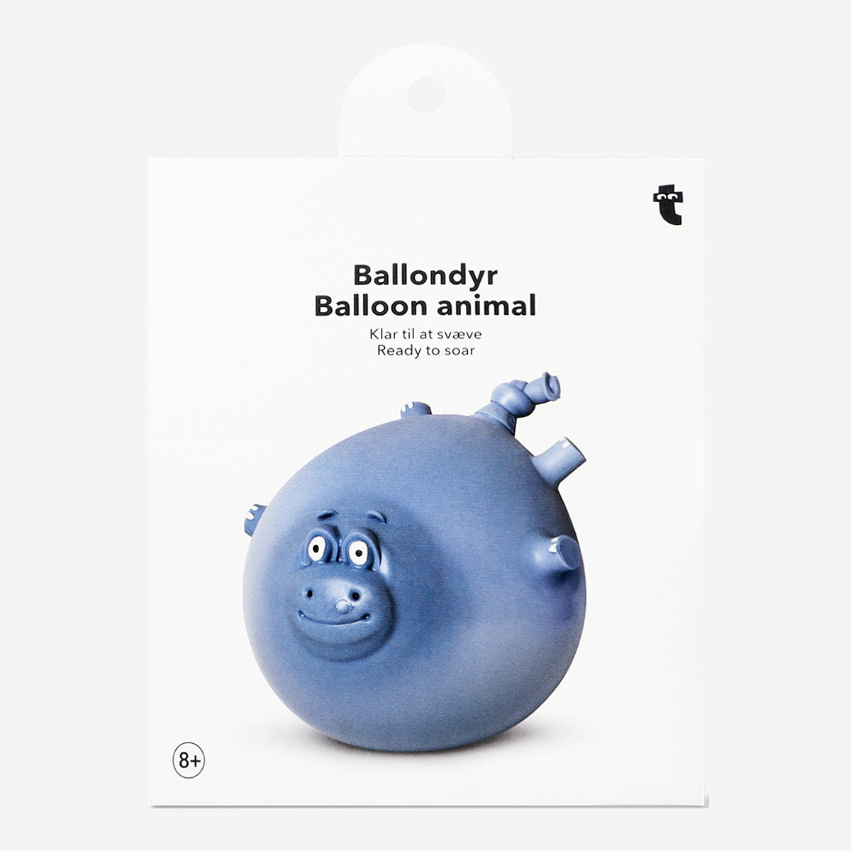 Blue hippo balloon animal toy by Flying Tiger Copenhagen, featuring a playful and colorful design suitable for children.