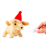 Flying Tiger Copenhagen plush dog toy wearing a Christmas hat, soft and cuddly holiday-themed pet-inspired stuffed animal.