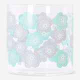 Flying Tiger Copenhagen 350ml glass with cherry blossom print, ideal for drinking and kitchen use.