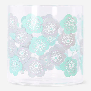 Flying Tiger Copenhagen 350ml glass with cherry blossom print, ideal for drinking and kitchen use.