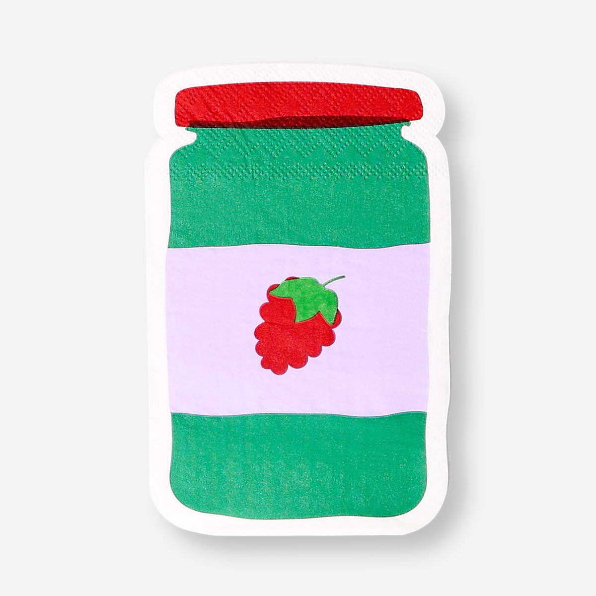 Set of 16 Flying Tiger Copenhagen jam jar-shaped party napkins featuring playful jam jar designs.