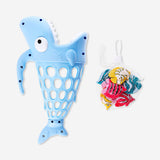 Flying Tiger Copenhagen hungry shark toy with colorful fish, made of plastic, suitable for children and playful display.