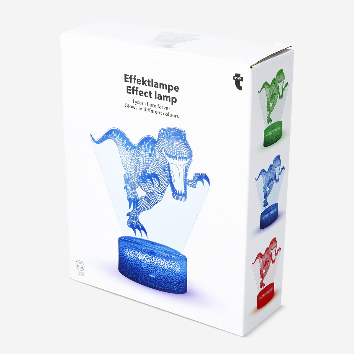 Colorful dinosaur effect lamp gadget by Flying Tiger Copenhagen, featuring a playful dinosaur design in various vibrant colors.