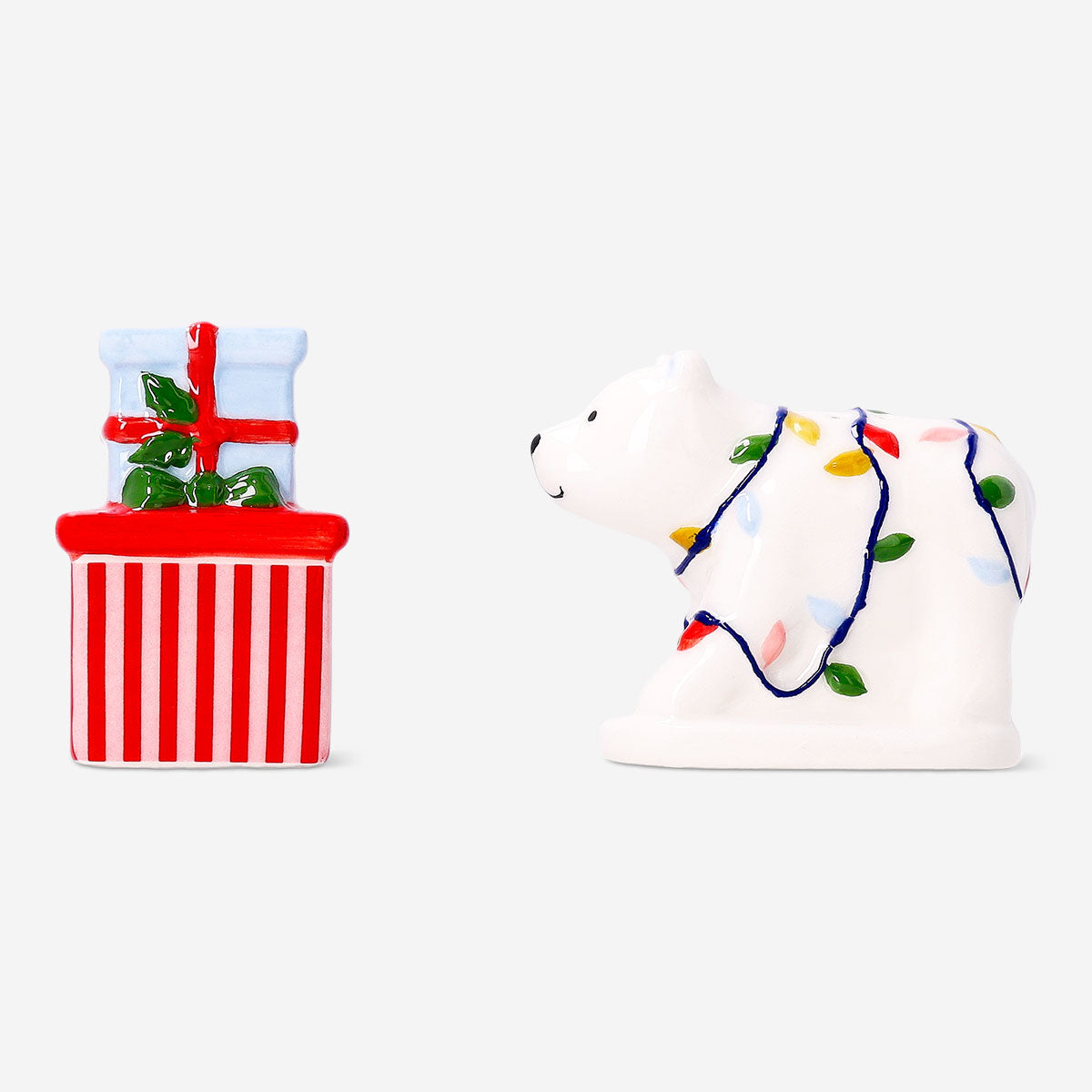 Flying Tiger Copenhagen Christmas salt and pepper set, 2-piece kitchen decor with festive holiday design and functional spice shakers.