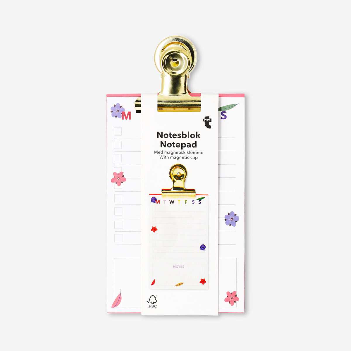 Office notepad with magnetic clip from Flying Tiger Copenhagen, featuring a compact design and a built-in magnetic holder.