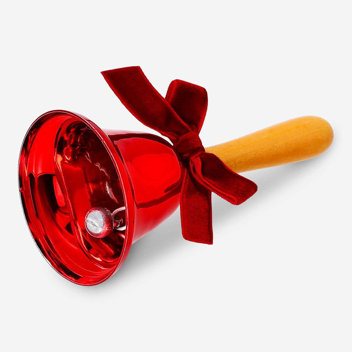 Red handbell with velvet bow - 12 cm