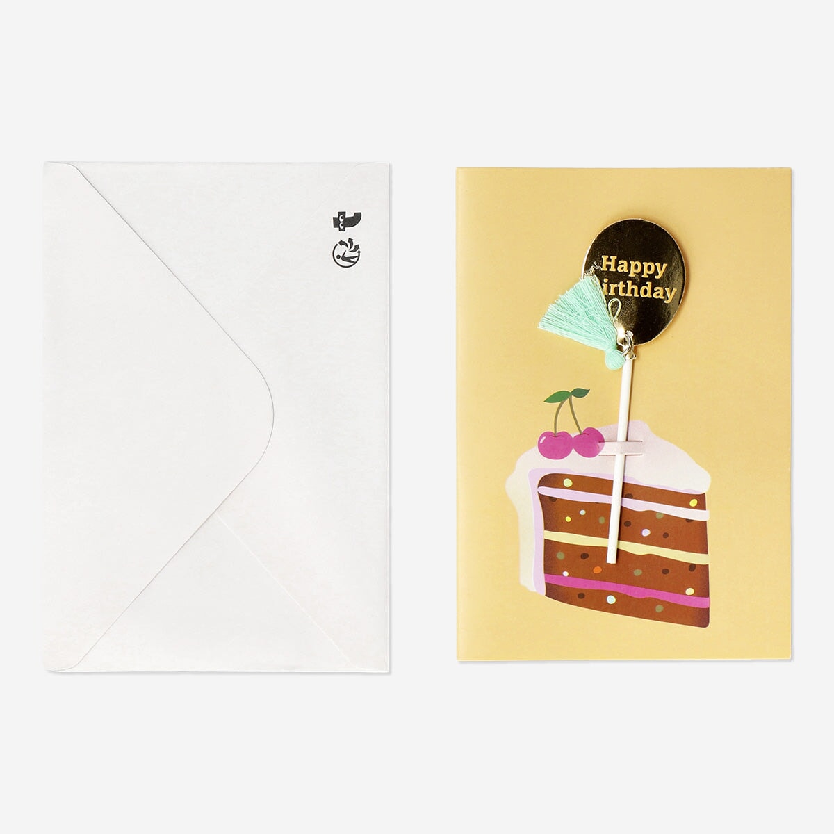 Birthday cake card with tassle and envelope Party Flying Tiger Copenhagen 