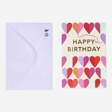 Birthday card with multi coloured hearts and envelope Party Flying Tiger Copenhagen 