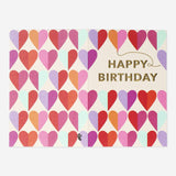 Birthday card with multi coloured hearts and envelope Party Flying Tiger Copenhagen 