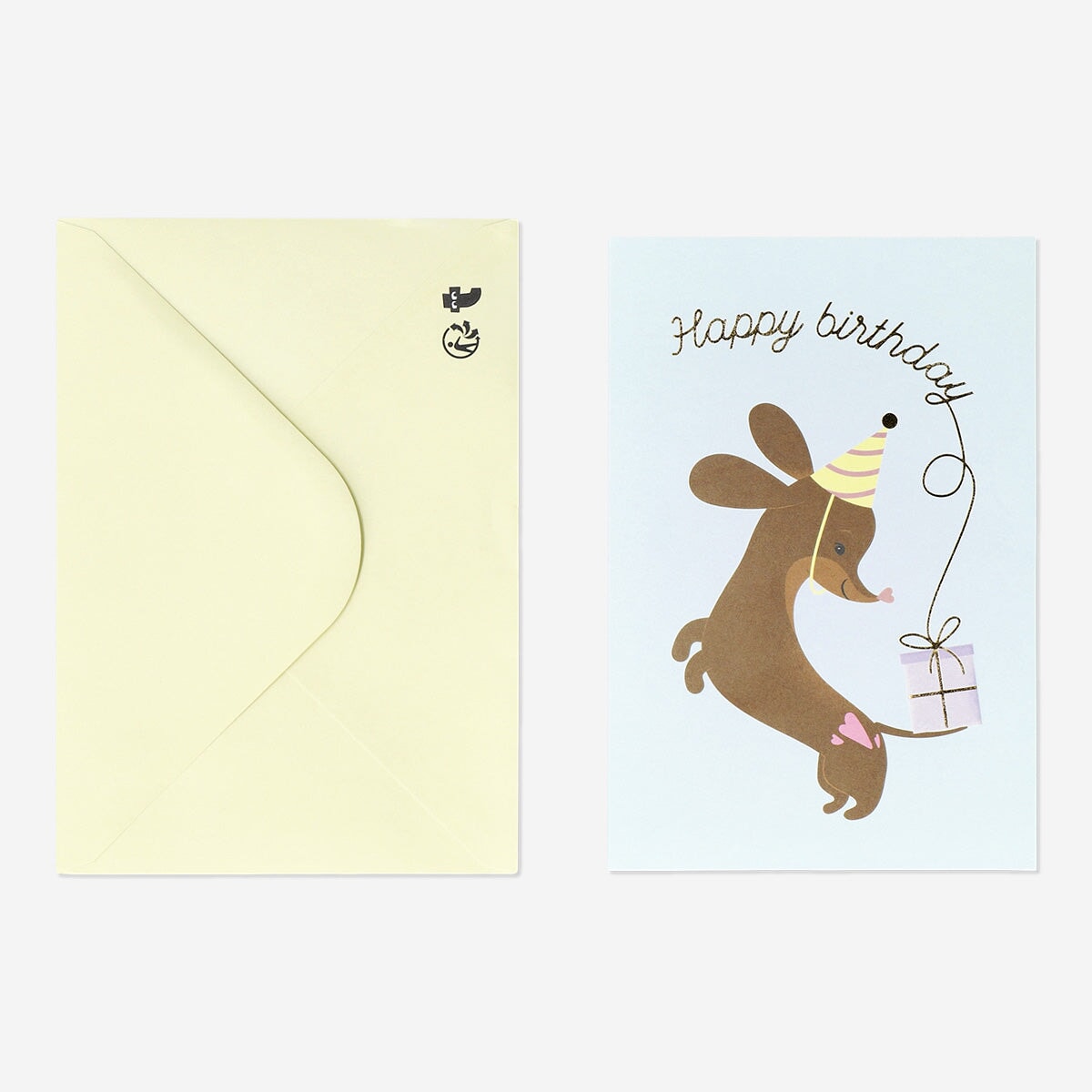 Birthday card with sausage dog motif and envelope Party Flying Tiger Copenhagen 