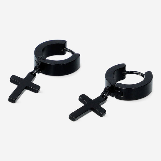 Boucles d'oreilles croix noire