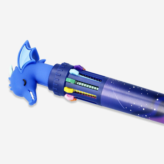 Stylo à bille multicolore en forme de dragon bleu