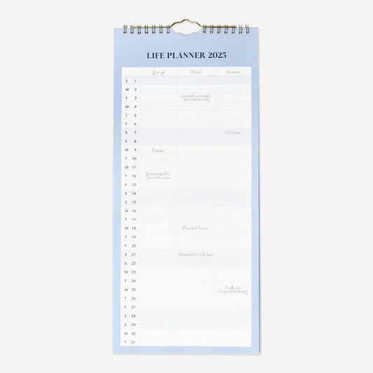 Blue Monthly Wall Calendar - English