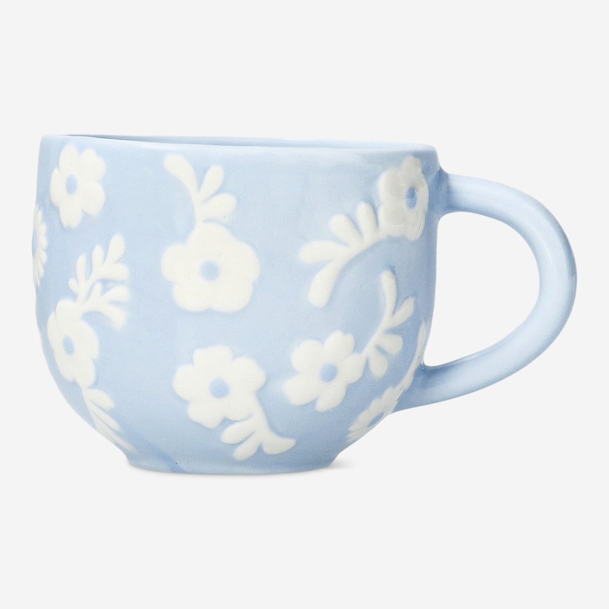 Blue mug with white flowers - 400 ml Kitchen Flying Tiger Copenhagen 