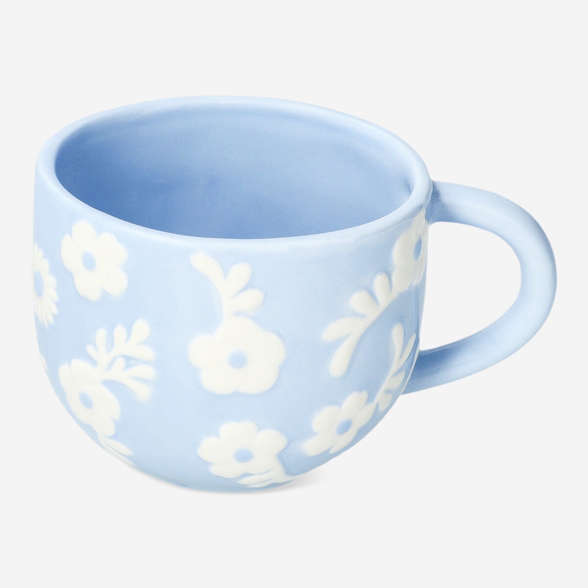 Blue mug with white flowers - 400 ml Kitchen Flying Tiger Copenhagen 