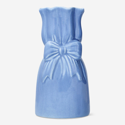 Blue vase with bow