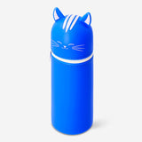 Blue silicone cat pencil case for office use, by Flying Tiger Copenhagen, featuring a cute cat design with a zipper closure.