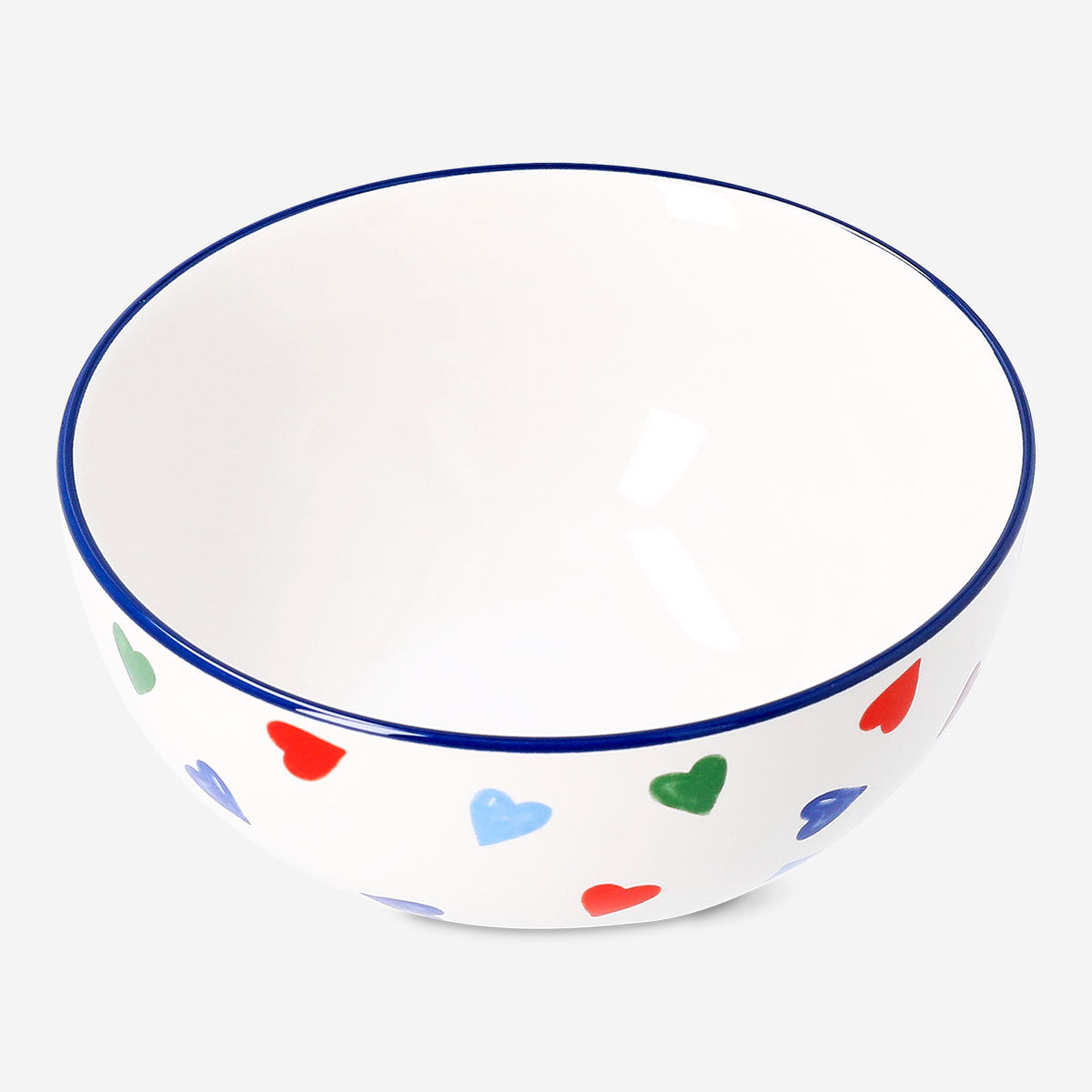 14 cm ceramic bowl with heart designs from Flying Tiger Copenhagen, perfect for kitchen serving or decor.