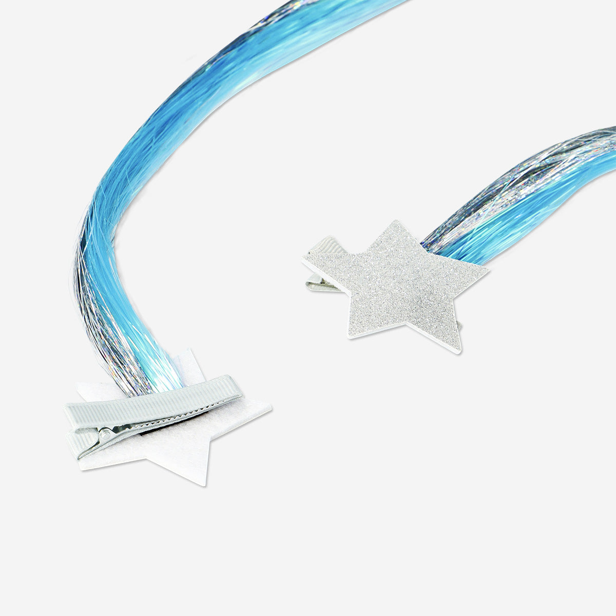Pince à cheveux bleue et argentée avec étoile - 2 pcs