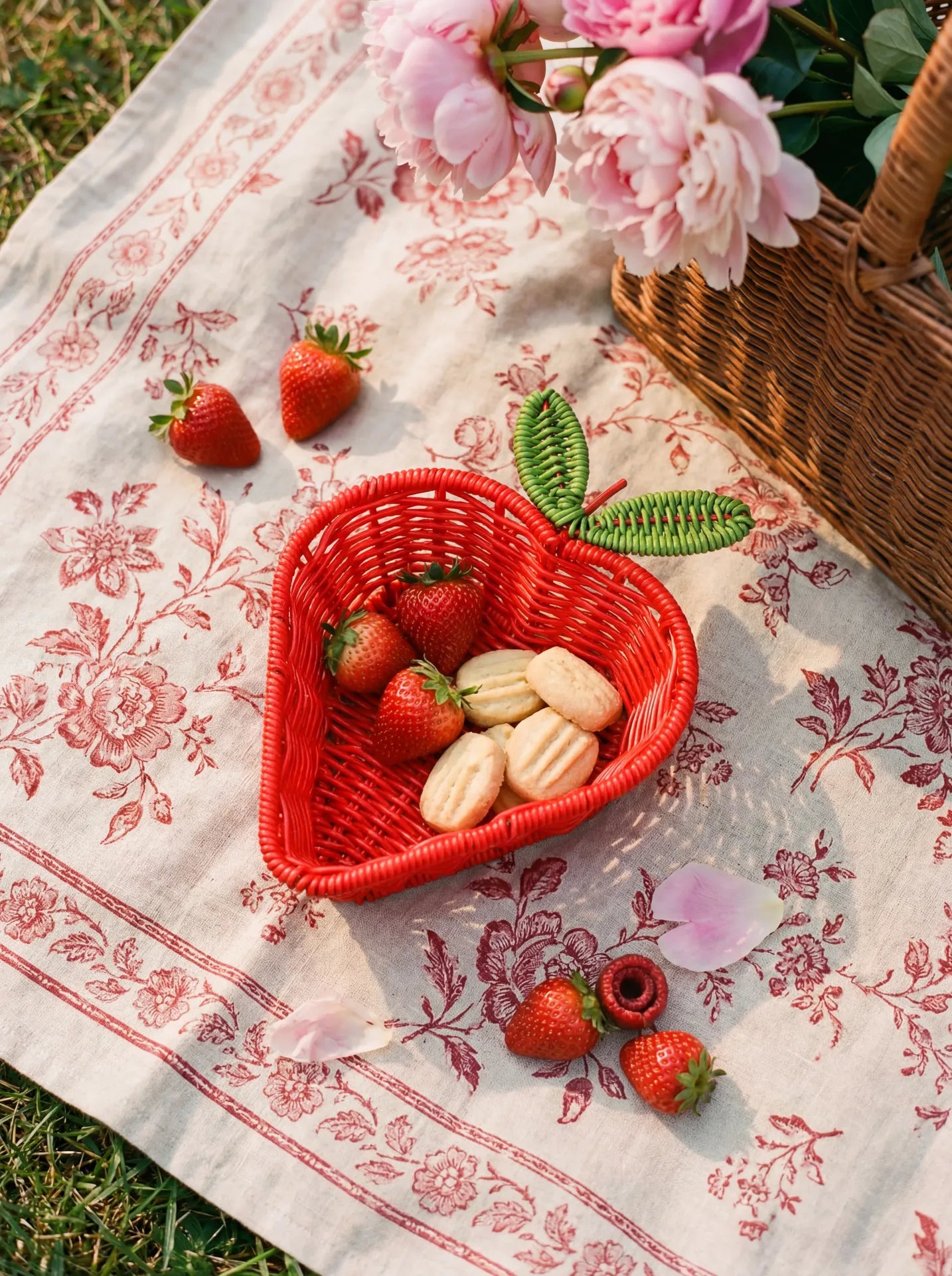 Flying Tiger Copenhagen strawberry storage basket for home use, featuring a colorful, decorative design ideal for organizing small items.
