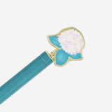 Blue ballpoint pen with flower