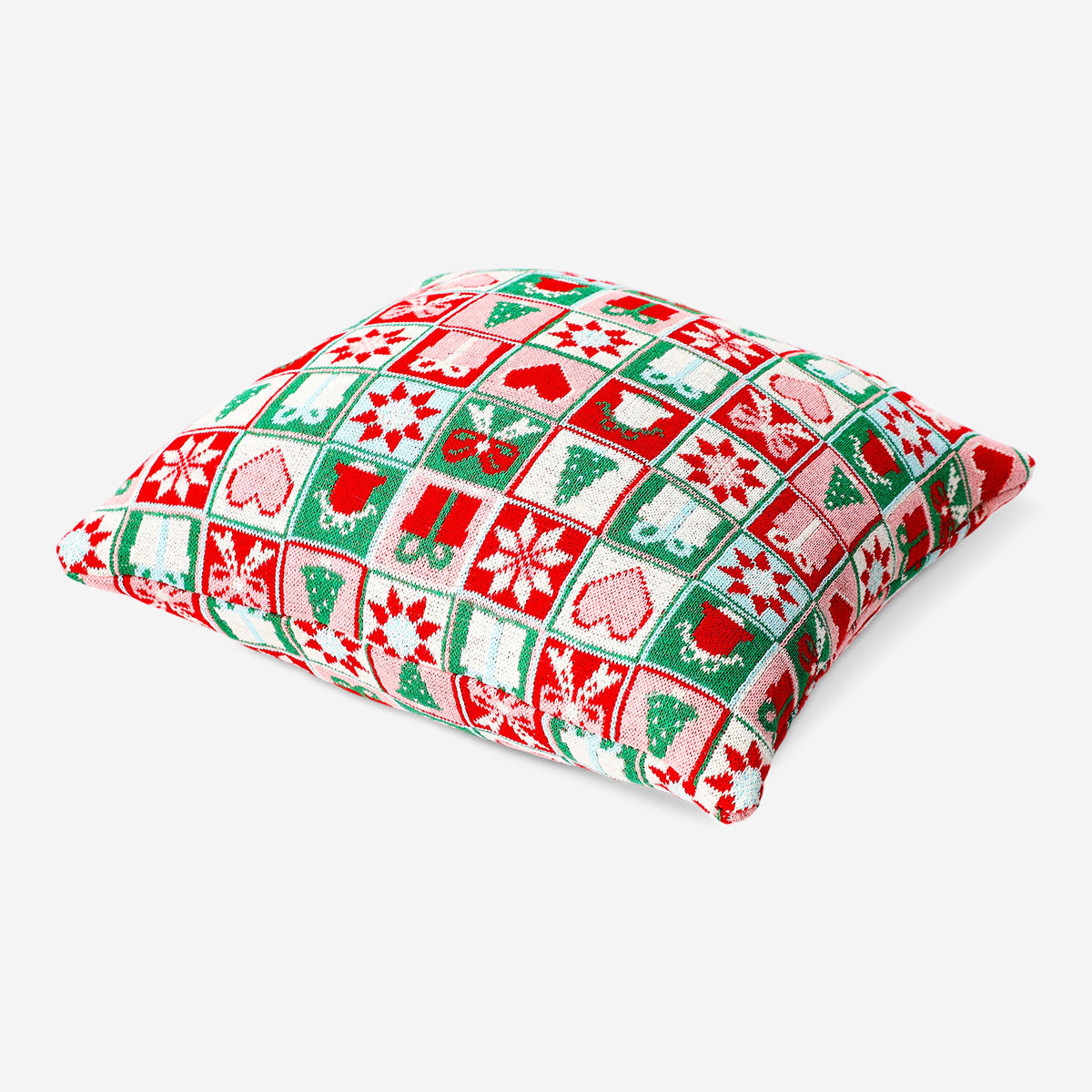 Knitted Christmas pattern cushion from Flying Tiger Copenhagen, 27x29 cm, soft home decor with festive festive design.
