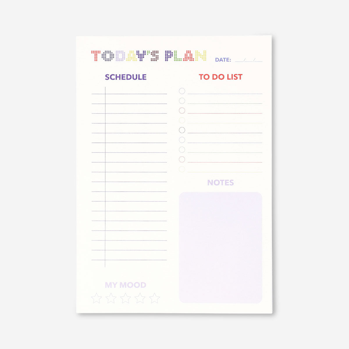 Flying Tiger Copenhagen daily planner notepad with weekly pages and colorful design for organized office planning.