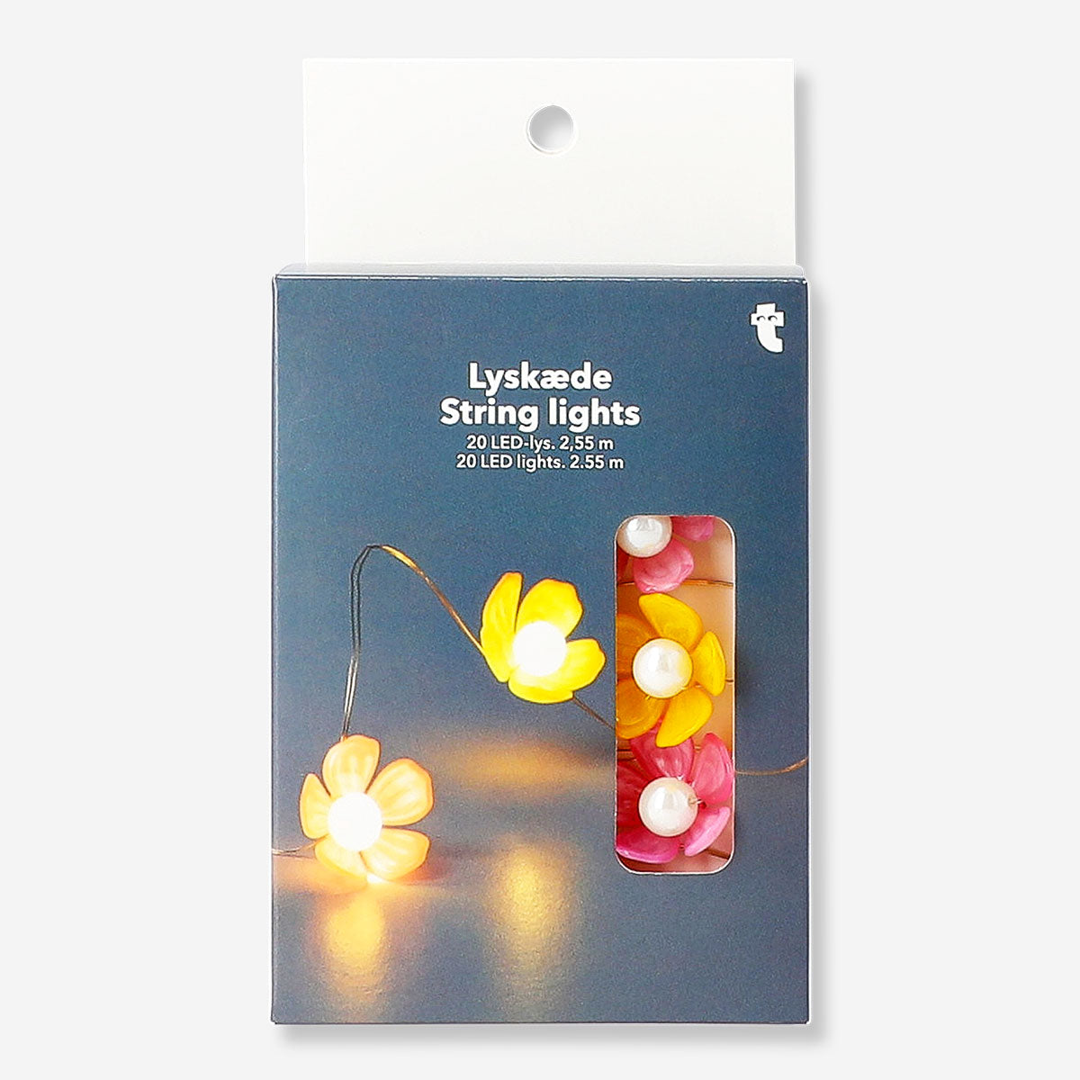 Pink and yellow flower string lights for home decor by Flying Tiger Copenhagen, perfect for adding a colorful, floral touch.