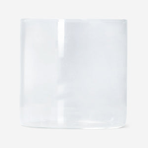 Flying Tiger Copenhagen 340 ml glass drinking glass for kitchen use, clear with a simple design, perfect for beverages.