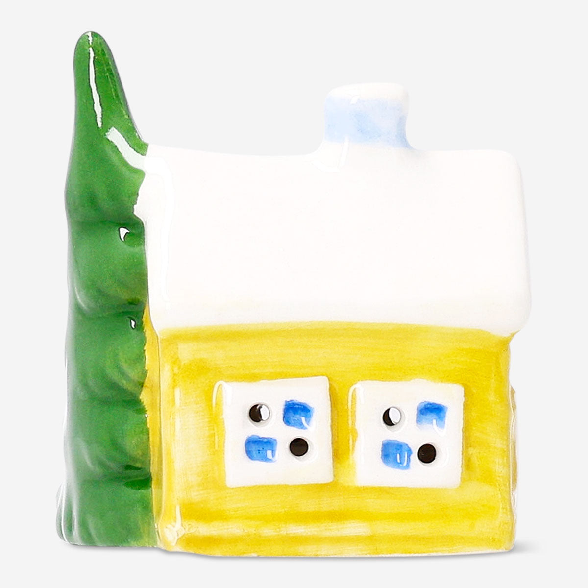 Small ceramic house for LED light by Flying Tiger Copenhagen, decorative home accent with warm glow.