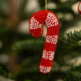 Hanging ornament - Candy cane with beads