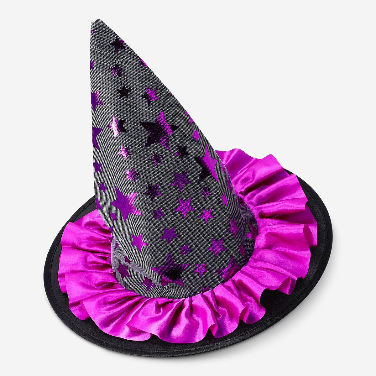 Kids' witch's hat for party costumes, black pointed hat with orange band, by Flying Tiger Copenhagen.
