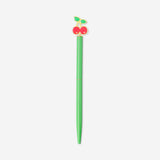 Green Flying Tiger Copenhagen office ballpoint pen with cherry-shaped topper, featuring a sleek design and comfortable grip.