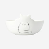 White ceramic cat bowl, 15 cm, designed for kitchen use, featuring a playful cat illustration by Flying Tiger Copenhagen.