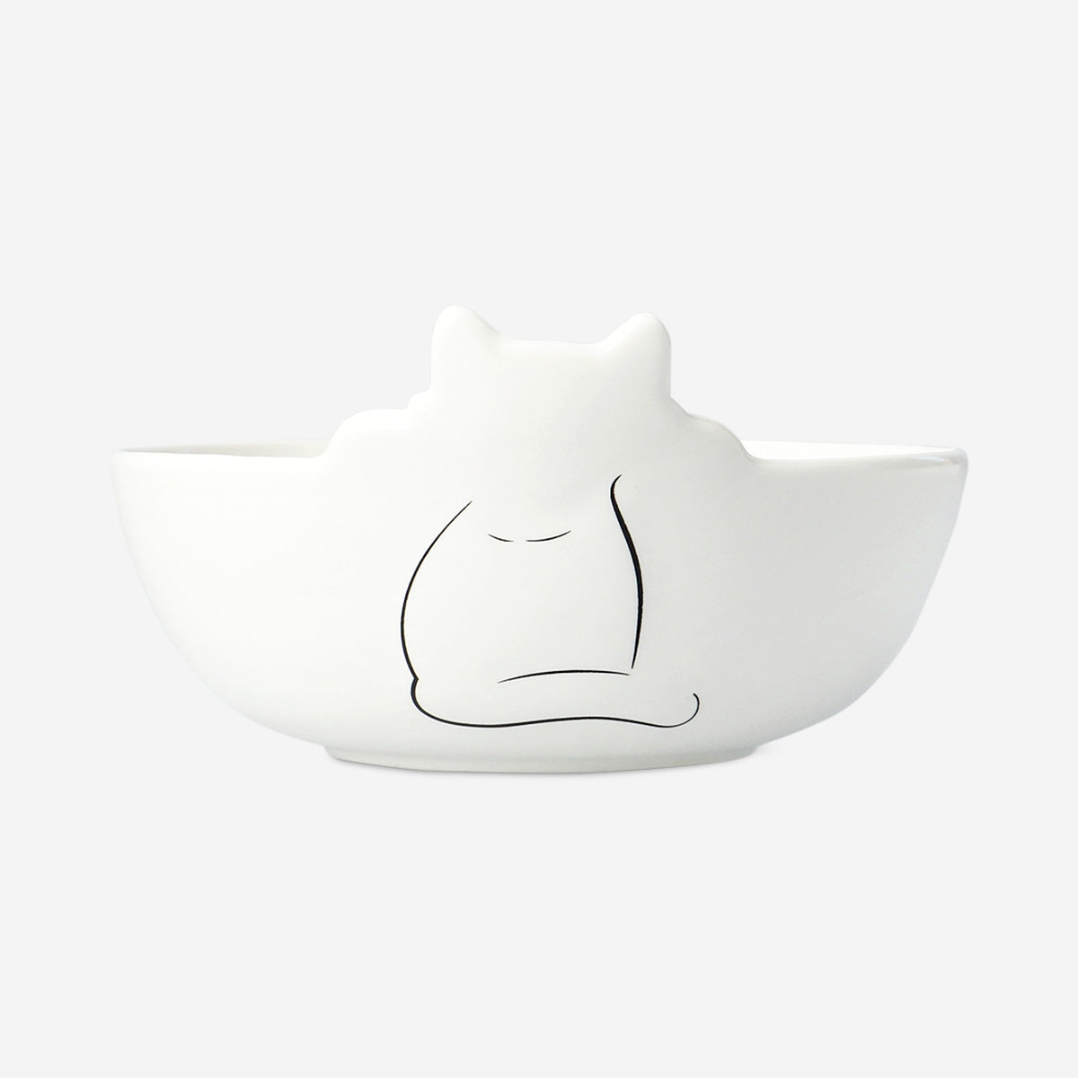 White ceramic cat bowl, 15 cm, designed for kitchen use, featuring a playful cat illustration by Flying Tiger Copenhagen.