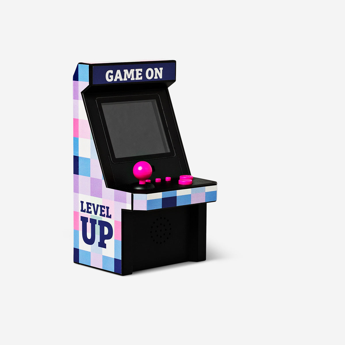 Flying Tiger Copenhagen mini arcade game gadget with 100 built-in classic arcade games, compact handheld gaming device.