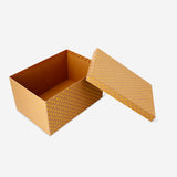 Office gift box by Flying Tiger Copenhagen with gold foil star accents, measuring 20x28 cm, perfect for gift wrapping or storage.