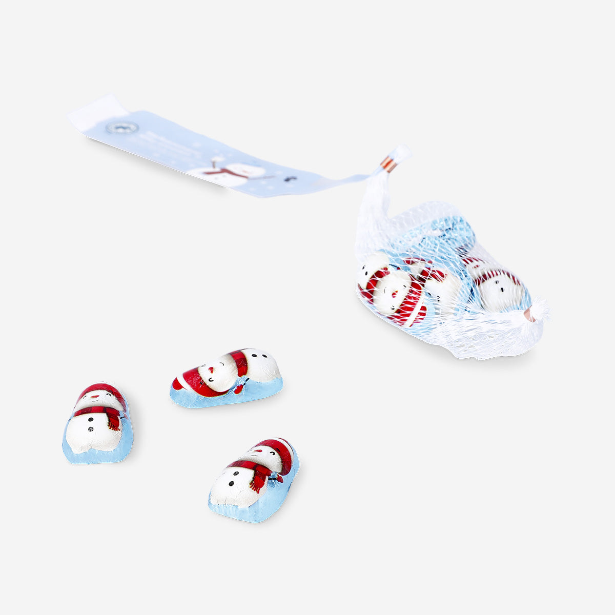 Chocolate snowmen with milk filling