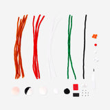 DIY Christmas characters kit with colorful pom poms and pipe cleaners from Flying Tiger Copenhagen for holiday crafting projects.