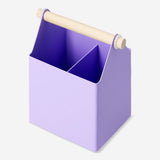 Purple metal desk organiser for office use, with compartments for pens, stationery, and small accessories, by Flying Tiger Copenhagen.