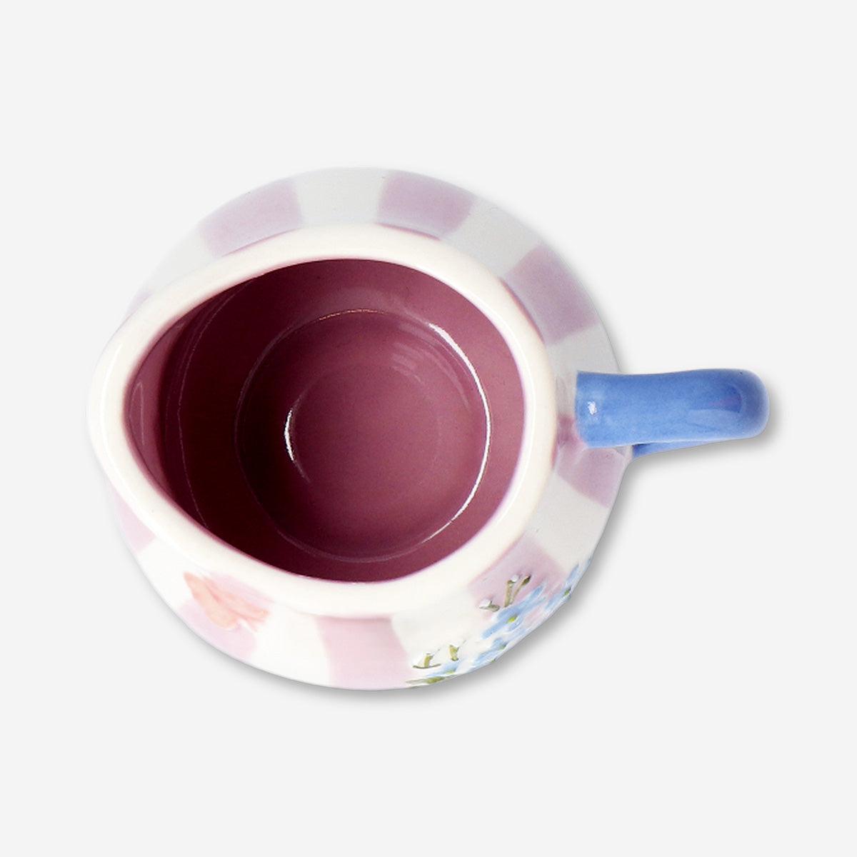 Pink floral milk jug with stripes - 120 ml