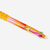 Colorful orange and multi-colored erasable gel pen from Flying Tiger Copenhagen for office writing and drawing tasks.