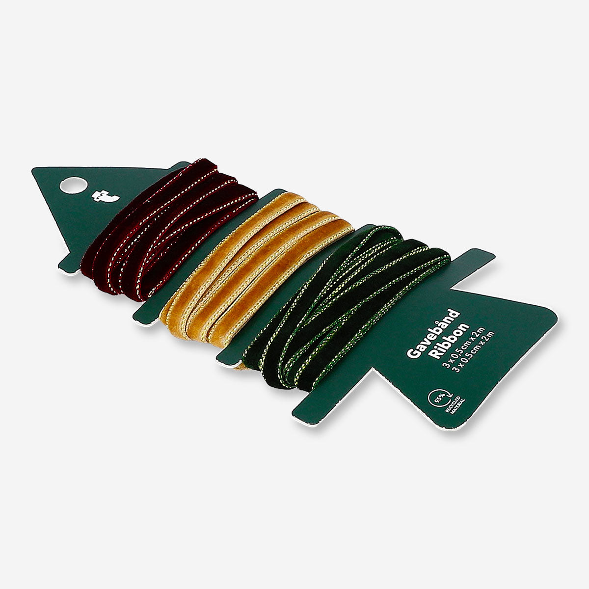Three velvet ribbons with gold trim in a set, ideal for office or craft decorations, from Flying Tiger Copenhagen.
