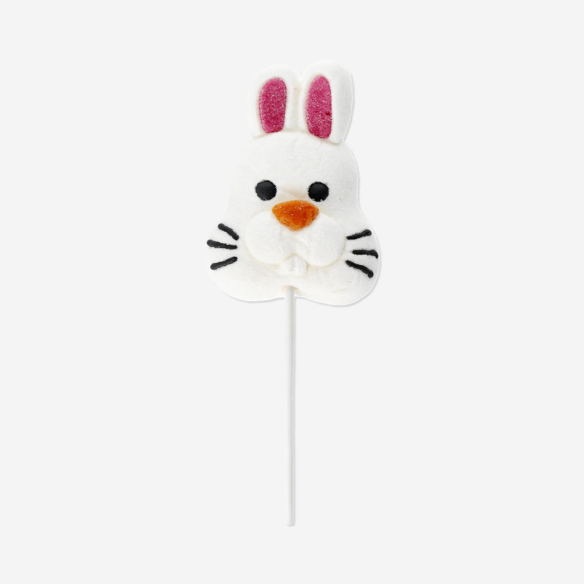 Marshmallow bunny face on a stick