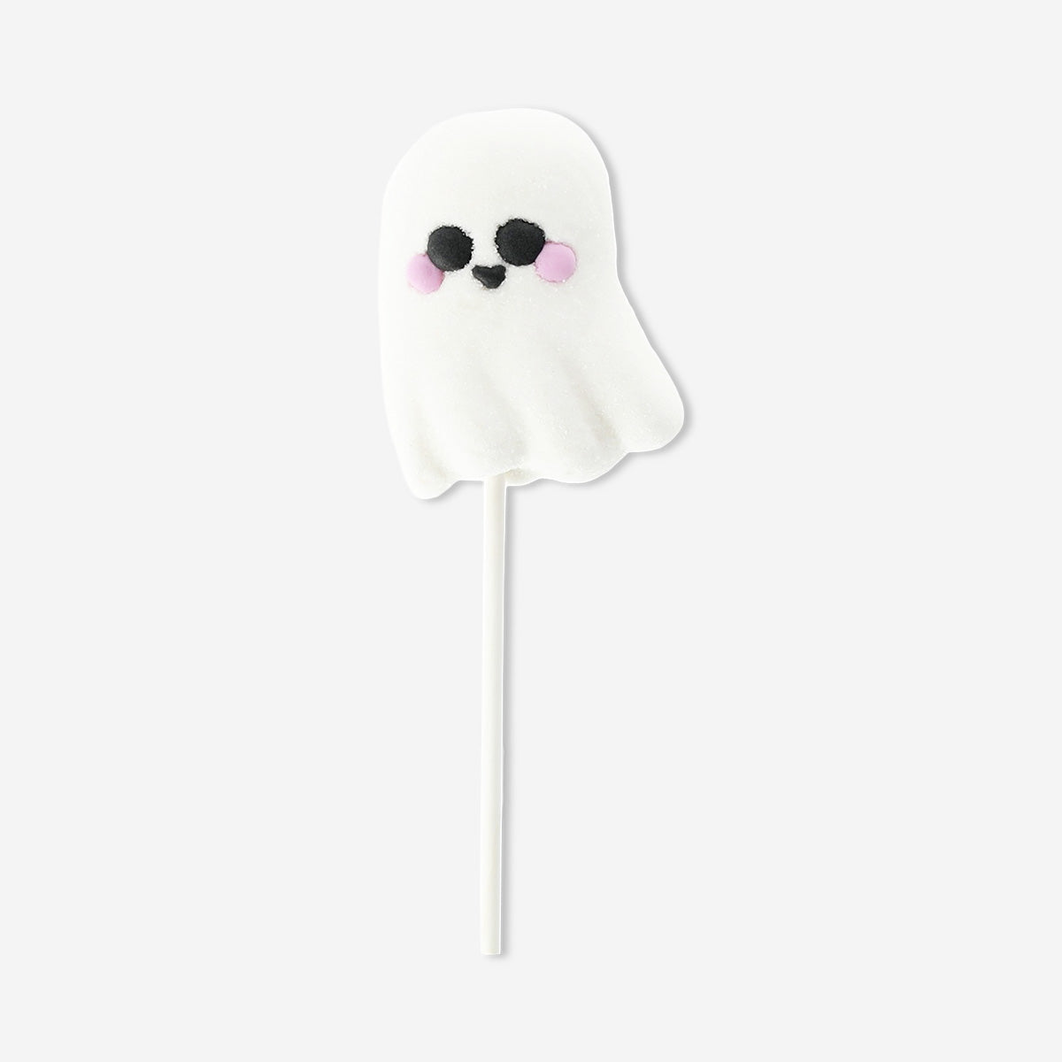 Flying Tiger Copenhagen ghost-shaped marshmallow on a stick, a fun white marshmallow treat for snacking or decorating.