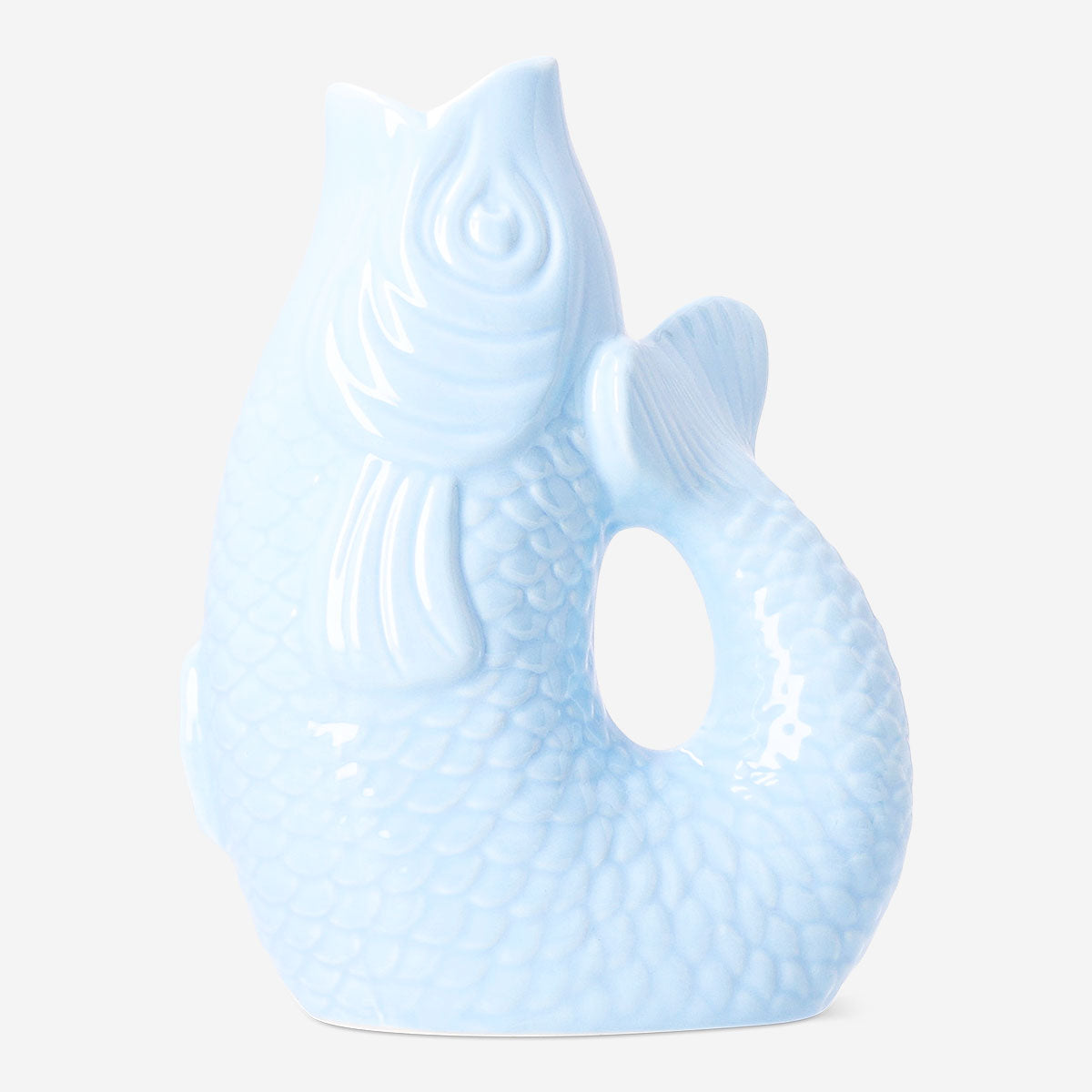 Lyseblå fiskevase - 21 cm
