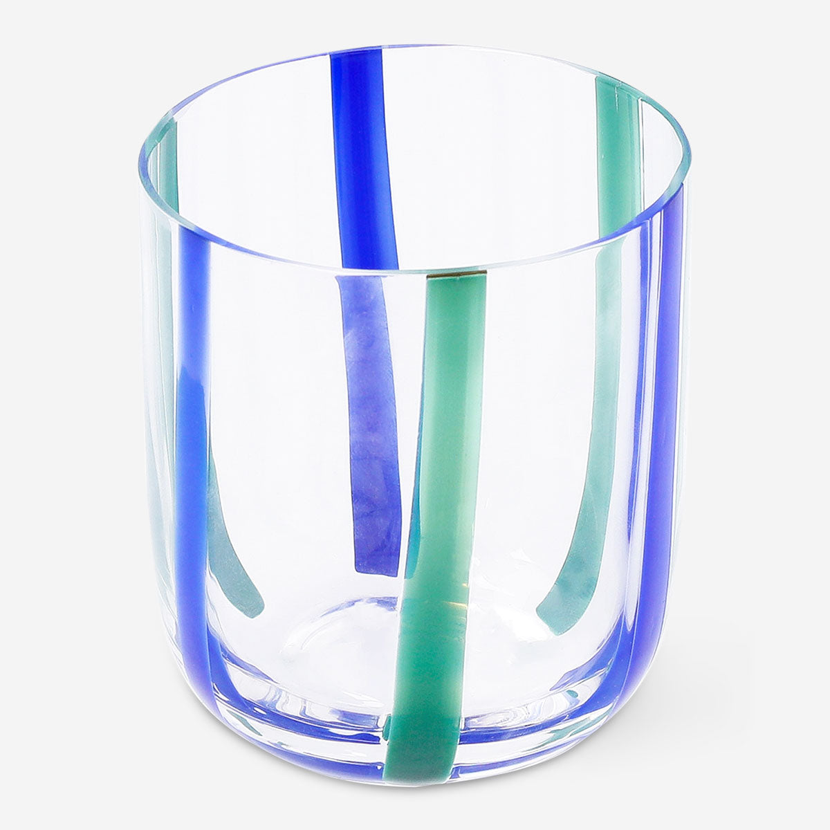 Trinkglas mit blauen und grünen Streifen - 300 ml